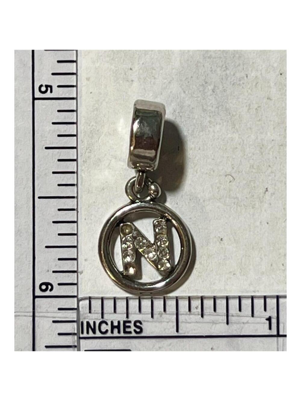 Classic of New York Silver Tone Initial N Charm Pendant Bracelet Necklace